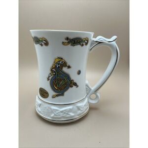 Royal Tara Bone China Book of Kells Footed Irish Coffee Mug, "D", Embossed Base